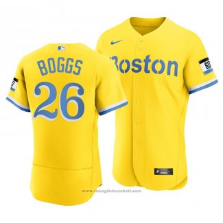 Maglia Baseball Uomo Boston Red Sox Wade Boggs 2021 City Connect Autentico Or