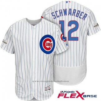 Maglia Baseball Uomo Chicago Cubs 2017 Postseason 12 Kyle Schwarber Bianco Flex Base