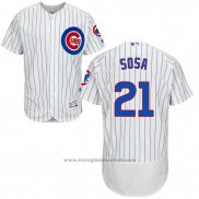 Maglia Baseball Uomo Chicago Cubs 21 Sammy Sosa Autentico Collection Bianco Flex Base