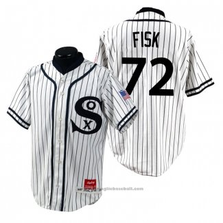 Maglia Baseball Uomo Chicago White Sox Carlton Fisk 1990 Turn Back The Clock Bianco