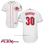 Maglia Baseball Uomo Cincinnati Reds 30 Ken Griffey Bianco Flex Base