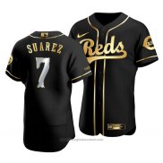 Maglia Baseball Uomo Cincinnati Reds Eugenio Suarez Golden Edition Autentico Nero