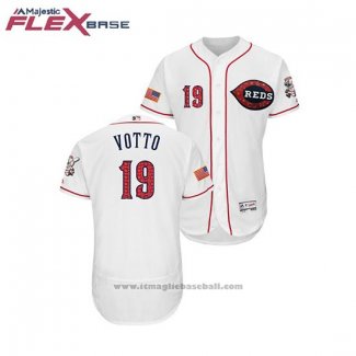 Maglia Baseball Uomo Cincinnati Reds Joey Votto 2018 Stars & Stripes Flex Base Bianco