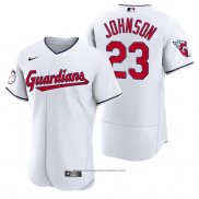 Maglia Baseball Uomo Cleveland Guardians Daniel Johnson Autentico Home Bianco