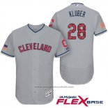 Maglia Baseball Uomo Cleveland Indians 2017 Stelle e Strisce Corey Kluber Grigio Flex Base