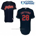 Maglia Baseball Uomo Cleveland Indians Corey Kluber 28 Blu Alternato Cool Base