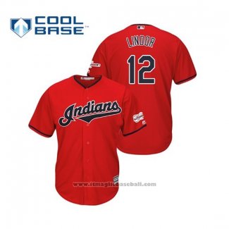 Maglia Baseball Uomo Cleveland Indians Francisco Lindor 2019 All Star Patch Cool Base Rosso