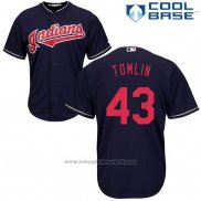 Maglia Baseball Uomo Cleveland Indians Josh Tomlin 43 Blu Cool Base