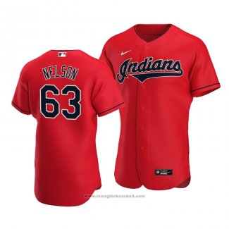 Maglia Baseball Uomo Cleveland Indians Kyle Nelson Autentico Alternato 2020 Rosso