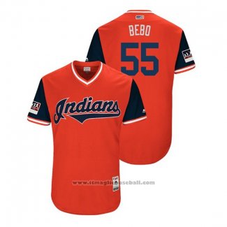 Maglia Baseball Uomo Cleveland Indians Roberto Perez 2018 LLWS Players Weekend Bebo Rosso