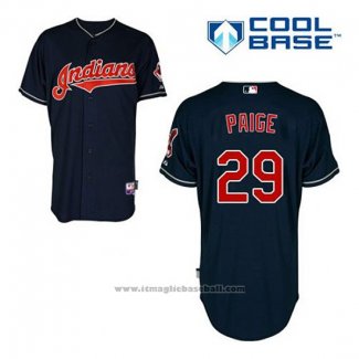 Maglia Baseball Uomo Cleveland Indians Satchel Paige 29 Blu Alternato Cool Base