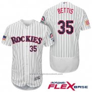 Maglia Baseball Uomo Colorado Rockies 2017 Stelle e Strisce Chad Bettis 35 Bianco Flex Base