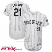 Maglia Baseball Uomo Colorado Rockies 21 Jonathan Lucroy Bianco Flex Base