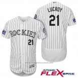 Maglia Baseball Uomo Colorado Rockies Jonathan Lucroy 21 Bianco Autentico Collection Flex Base