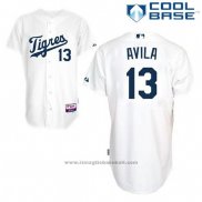 Maglia Baseball Uomo Detroit Tigers Alex Avila 13 Bianco Los Tigres Cool Base