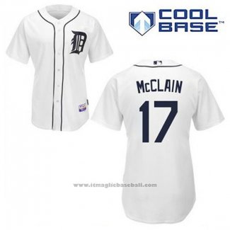 Maglia Baseball Uomo Detroit Tigers Denny Mcclain 17 Bianco Home Cool Base