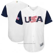 Maglia Baseball Uomo Estados Unidos Clasico Mundial de Baseball 2017 Personalizzate Bianco