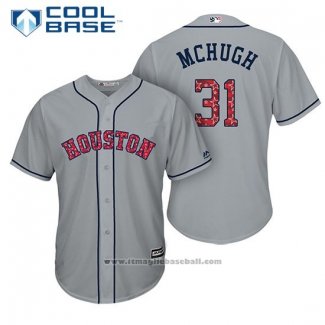 Maglia Baseball Uomo Houston Astros 2017 Stelle e Strisce Collin Mchugh Grigio Cool Base