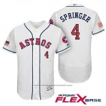 Maglia Baseball Uomo Houston Astros 2017 Stelle e Strisce George Springer Bianco Flex Base