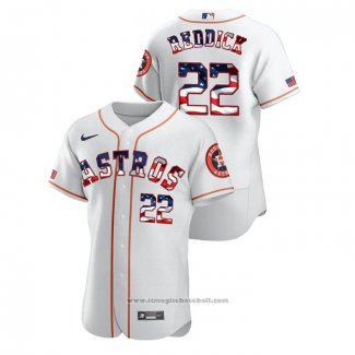 Maglia Baseball Uomo Houston Astros Josh Reddick 2020 Stars & Stripes 4th of July Bianco