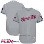 Maglia Baseball Uomo Kansas City Royals 2017 Stelle e Strisce Grigio Flex Base