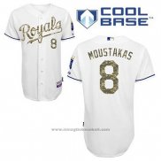 Maglia Baseball Uomo Kansas City Royals Mike Moustakas 8 Bianco Usmc Cool Base