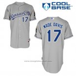 Maglia Baseball Uomo Kansas City Royals Wade Davis 17 Grigio Cool Base