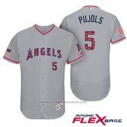 Maglia Baseball Uomo Los Angeles Angels 2017 Stelle e Strisce Albert Pujols Grigio Flex Base