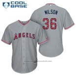 Maglia Baseball Uomo Los Angeles Angels 2017 Stelle e Strisce C.j. Wilson Grigio Cool Base