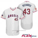 Maglia Baseball Uomo Los Angeles Angels 2017 Stelle e Strisce Garrett Richards Bianco Flex Base