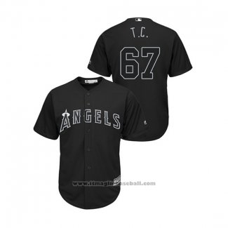 Maglia Baseball Uomo Los Angeles Angels Taylor Cole 2019 Players Weekend T.c. Replica Nero