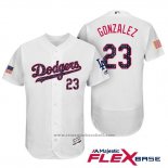 Maglia Baseball Uomo Los Angeles Dodgers 2017 Stelle e Strisce Adrian Gonzalez Bianco Flex Base