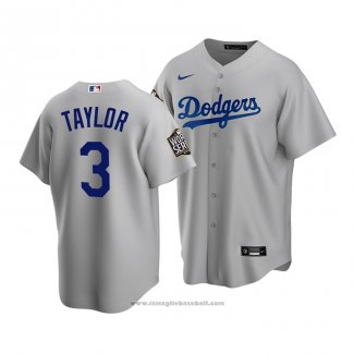 Maglia Baseball Uomo Los Angeles Dodgers Chris Taylor 2020 Replica Alternato Grigio