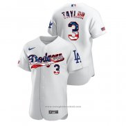 Maglia Baseball Uomo Los Angeles Dodgers Chris Taylor 2020 Stars & Stripes 4th of July Bianco