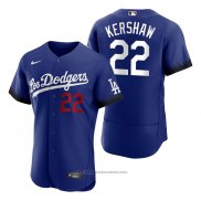 Maglia Baseball Uomo Los Angeles Dodgers Clayton Kershaw 2021 City Connect Autentico Blu