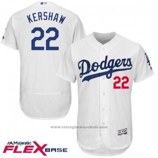 Maglia Baseball Uomo Los Angeles Dodgers Clayton Kershaw Bianco Flex Base Autentico Collection