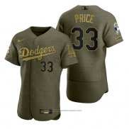 Maglia Baseball Uomo Los Angeles Dodgers David Price Camouflage Digitale Verde 2021 Salute To Service