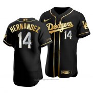 Maglia Baseball Uomo Los Angeles Dodgers Enrique Hernandez Golden Edition Autentico Nero