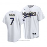 Maglia Baseball Uomo Los Angeles Dodgers Julio Urias 2021 Gold Program Replica Bianco