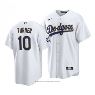 Maglia Baseball Uomo Los Angeles Dodgers Justin Turner 2021 Gold Program Replica Bianco