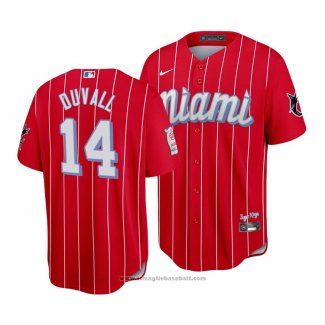 Maglia Baseball Uomo Miami Marlins Adam Duvall 2021 City Connect Replica Rosso