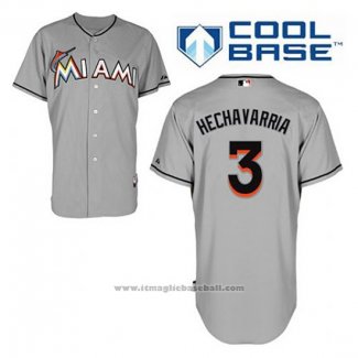 Maglia Baseball Uomo Miami Marlins Adeiny Hechavarria 3 Grigio Cool Base