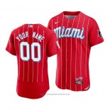 Maglia Baseball Uomo Miami Marlins Custom 2021 City Connect Autentico Rosso