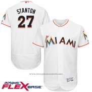 Maglia Baseball Uomo Miami Marlins Giancarlo Stanton 27 Bianco Flex Base Autentico Collection Giocatore