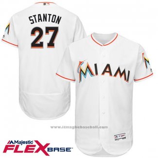 Maglia Baseball Uomo Miami Marlins Giancarlo Stanton 27 Bianco Flex Base Autentico Collection Giocatore