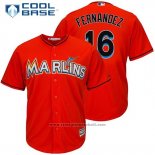 Maglia Baseball Uomo Miami Marlins Jose Fernandez 16 Cool Base Firebrick