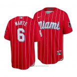 Maglia Baseball Uomo Miami Marlins Starling Marte 2021 City Connect Replica Rosso