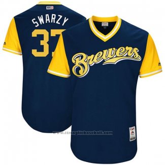 Maglia Baseball Uomo Milwaukee Brewers 2017 Little League World Series Anthony Swarzak Blu