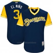 Maglia Baseball Uomo Milwaukee Brewers 2017 Little League World Series Orlando Arcia Blu