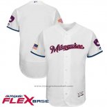 Maglia Baseball Uomo Milwaukee Brewers 2017 Stelle e Strisce Bianco Flex Base